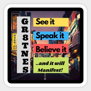 Manifest this  greatness shirt! Sticker